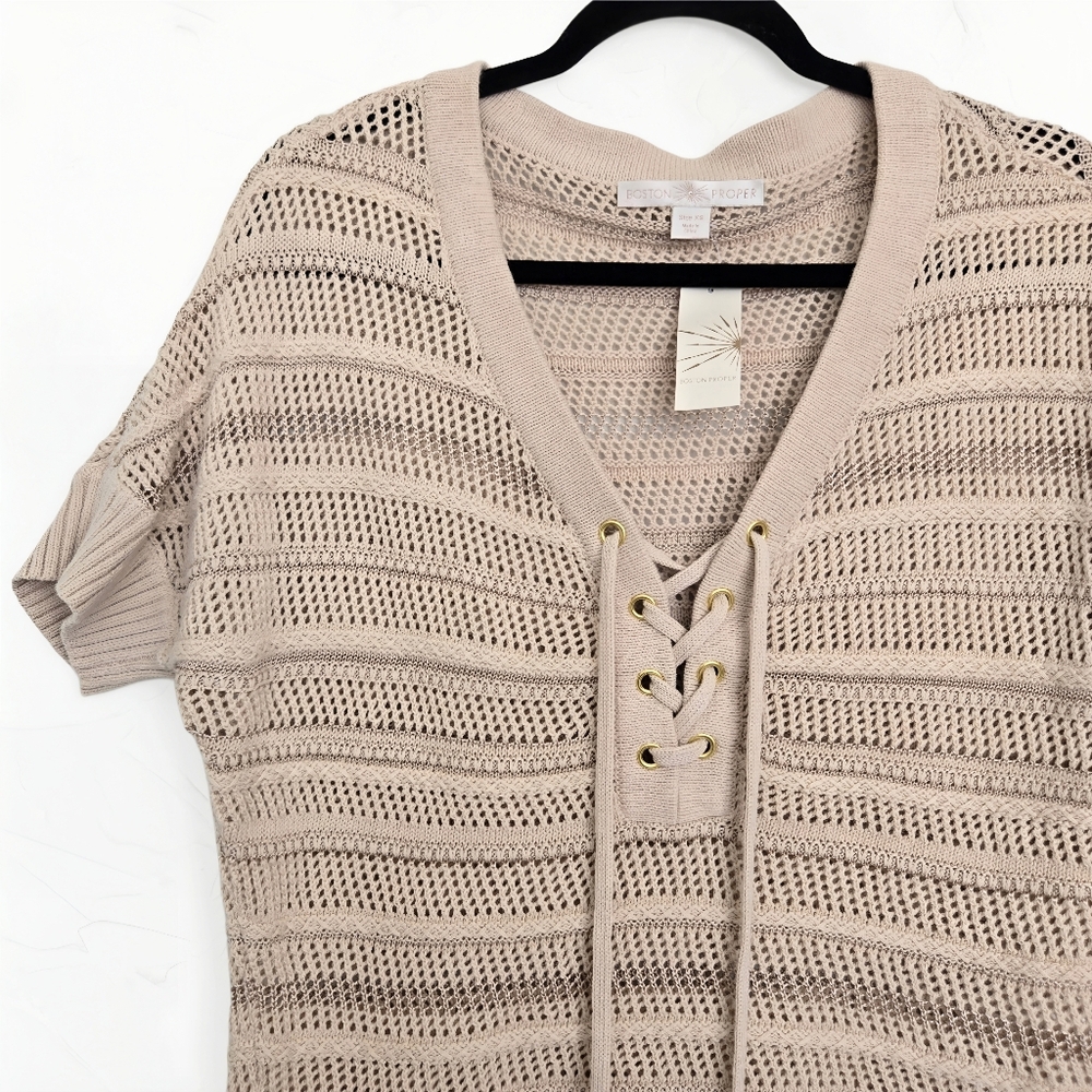 NWT Boston Proper Knit Lace Up Sweater Top, XS